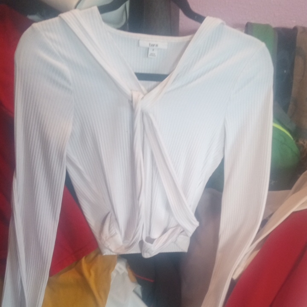 Bar III White Twist Front Sweater